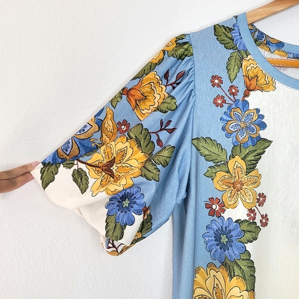 Farm Rio NWT Vestido T-shirt Bufan Mini Dress sz P (Small) Floral 100% Cotton - Picture 4 of 14